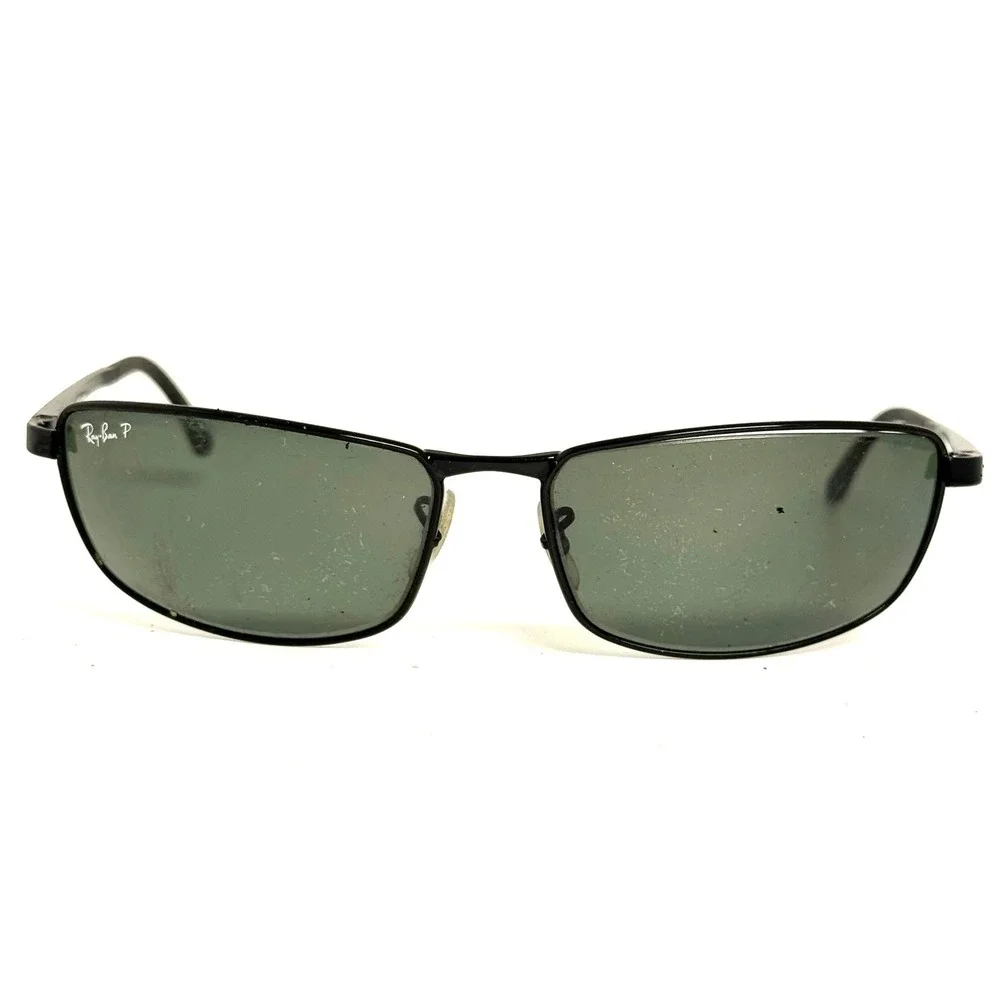 Ray-Ban RB 3498 002/9A Polarized Sunglasses Black Metal Rectangle 64-17 135